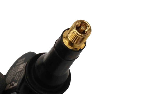 Close-up of Oem Quality Tire Pressure Monitor Sensor For Gm Rides With Hella Long Lasting Battery, showcasing the gold threaded valve.