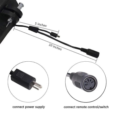 DeltaDrive Motor Actuator Replacement Kit showing connectors, plug for power supply, remote control switch, 5 and 10 inch cables.