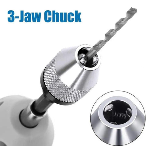 Keyless Drill Chuck Adapters Set 0.8 to 8 mm and 0.3 to 3.6 mm One Quarter Inch Hex Shank Quick Change Converter