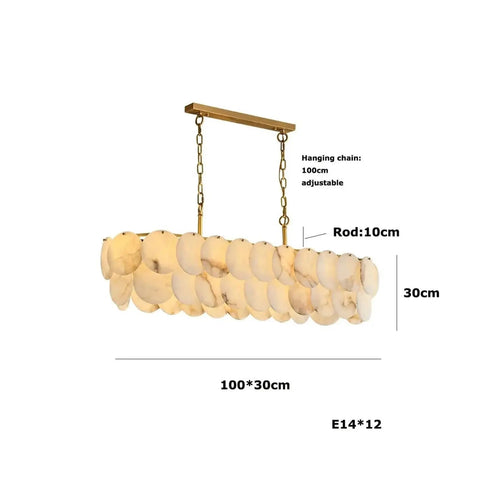 Ceiling Pendant Light, Luxury Natural Marble Design Modern Chandeliers for Living Room Bedroom Dining Kitchen Ceiling Pendant Light Lustre Fixture(Warm Light,L100CM) with adjustable hanging chain and gold finish.