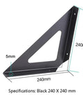 Super Heavy Duty Wrought Iron Shelf Brackets Corner Wall Mounts 240mm black metal support for bookshelves and racks.