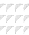 Dead Simple Twelve Piece Set Of Crisp White Plastic Ninety Degree Cabinet Triangle Brackets Knockout Corner Support Braces For Furniture And Quick Fixups - 12 white triangle brackets.