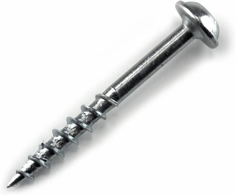 Zinc Pocket Hole Screws One And One Half Inch Coarse Thread Maxi-Loc Flat Bottom Head For DIY Woodworking Cabinetry And Furniture Indoor Use