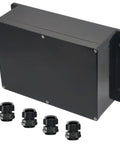 Kickass Abs Black Electrical Junction Box IP65 Waterproof Outdoor Enclosure For DIY Projects With Cable Glands, 10.35x7.17x3.74 inches.