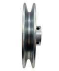Side view of Heavy Duty V Belt Pulley 5.5 Inch OD Single Groove 1 Inch Bore For A B 5L 4L AX BX V Belts Carbon Steel Zinc Plated Motor Pulley