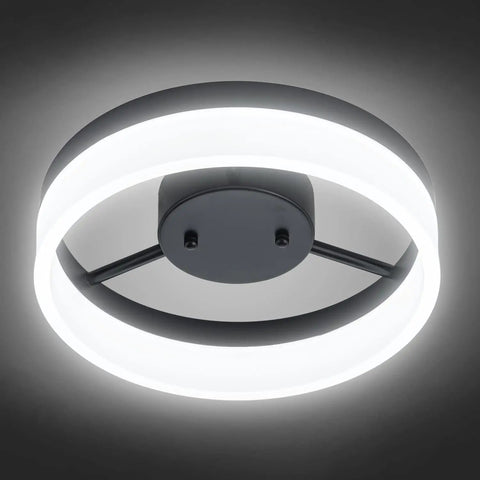 Dope Modern LED Semi Flush Mount Ceiling Light With Black Ring Vintage Modern Eleven Point Eight Inch Ring 18W Daylight 6000K