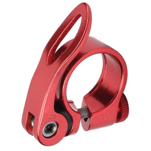 Aluminum Bike Seat Post Clamp Quick Release For 25.4mm Tubes Universal Fit For Mountain Road And Folding Bikes No Tool Quick Release Lever Red