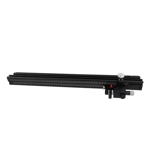 Rock Solid Miter Gauge For Table Saw With 18.9 Inch Durable Aluminum Alloy Build and Dual Measurement Scale, side view.
