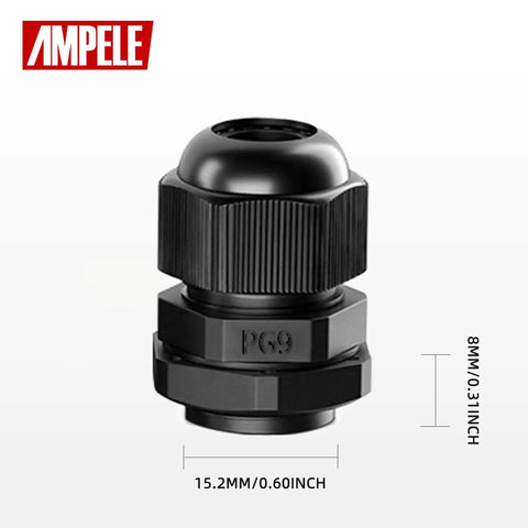 Close-up of PG9 waterproof nylon cable gland from 20 Pack PG9 Waterproof Nylon Cable Glands With Gaskets Adjustable 4 to 8mm IP68.