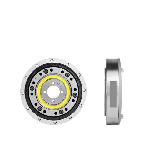 Front and side view of Strain Wave Gears Harmonic Drive With Magnetic Encoder Gear Reducer For Nema 34 Servo Gear Ratio 50 To 1 Feedback