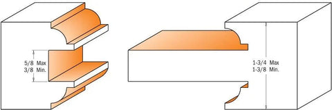 Image showing detailed dimensions for mortise and tenon joints using Hardcore Three Piece Router Bit Set For Entry AND Interior Doors Featuring Anti Kickback Design AND Nonstick Orange Shield Coating With Tough Carbide Edges For Straight Shooting Woodworking On Router Tables.