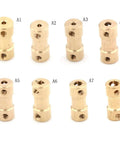 Heavy Duty Brass Flexible Shaft Coupler For Motor Transmission Connector And Rock Solid Drive Shaft Connections With 5mm Bore And M3 Mounting Bolts in various styles.