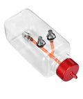 RC Fuel Tank For Airplanes 300ml Transparent Plastic Tank With CNC Machined Metal Cap, side view showing fittings and cap details.