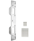 Heavy Duty Door Strike Plate Reinforcement For Front Door Security, Double Strike Plate For 5-1/2 Inch Hole Centers, Satin Nickel Latch Plate