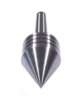 MT2 rotary live center shaft (front view) for lathe; metal with conical tip and grooved collar, chrome finish