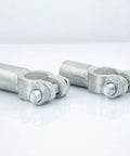 Heavy Duty Battery Terminal Connectors For 2/0 Gauge Wire Positive Negative Top Post Cable Clamps in silver metal finish.