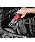 Hand using M12 Fuel Three Eighths Inch Ratchet Bare Tool With Fifty Five Ft Lbs Torque Ultra Compact Head Pro Grade Build