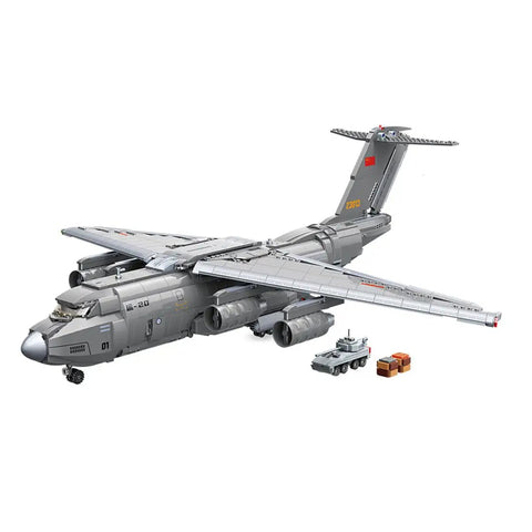 Y 20 Large Transport Aircraft Building Kit From Battlefield Series 1736 Piece Military Building Blocks Set with movable airfoils