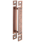 Two Sided Stainless Steel Barn Door Pull Handle For Interior And Exterior, Rectangle Antique Wood Look, Oriental Traditional Style