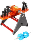 Beefed Up Pro Grade Carbon Fiber Aluminum Propeller Balancer For RC Helicopters And Aircraft 250 450 500 600 700 With Adjustable Weight Compatibility For Blades Props Boats Quadcopters And Multirotors, showing orange aluminum and carbon fiber structure.