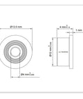 Technical drawing of flanged ball bearing 4x12x4mm dimensions and specifications.