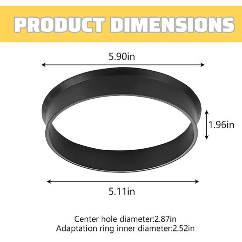 Premium Slick Car Wheel Hub Center Rings 4 Pack Adapts 73.1Mm Outer To 64.1Mm Inner Bore dimensions image showing 5.90in outer diameter.