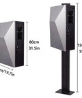 Heavy Duty Galvanized Steel EV Charger Wall Mount Enclosure Weatherproof Protective Cover, 80cm height, sleek design.