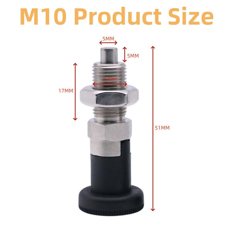 Two Pack Push Fit Ball Nose Spring Plungers Self Locking Indexing Pins With Lock Nut M10 Carbon Steel For Precise Positioning