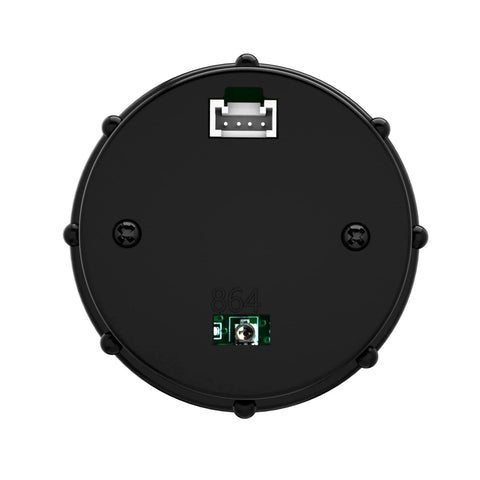 Back view of 52mm digital oil pressure gauge kit, black housing, 12V with connector ports