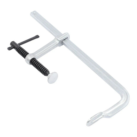 Heavy Duty F Clamps 10 Inch Welding Vise Grip Set With Deep Throat For Rock Solid Holds On Carpentry And Woodworking Projects To Keep Your Stuff Secure, viewed from side angle showing clamp construction.