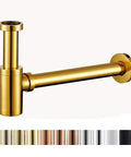Deep Gold Polished Brass Contemporary Round Bottle P Trap Kit For 1 And A Quarter Inch Sink Drain Titanium Gold Finish Rust Resistant