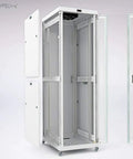 Beefy 42U Server Rack Cabinet With 35 Inch Depth Free Standing IT Enclosure Air Control System Four Cooling Fans PDU Glass Door