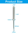 Close-up of a 120 Pcs 3/16 X 1-1/4 Inch Aluminum Large Flange Blind Rivet with measurements for metalwork use.