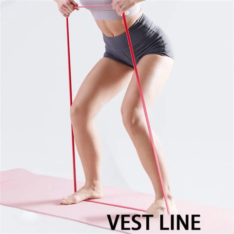 Person using Full Body Elastic Resistance Band Set For Home Gym Workouts Portable Lightweight Fitness Belt And Sticks Kit for squats