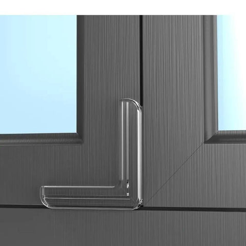 Top Shelf Clear PVC Corner Guards 8 Pack L Shaped Protective Bumpers For Tables And Doors on a door corner.