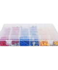 Ultimate 720 Count Tubular Wire Connector Kit Featuring Color Coded Electrical Terminals, Insulated Cable Ferrules In Yellow Red Blue, Heavy Duty Crimping Tool, Perfect For Pro Auto Home Wiring Projects. clear plastic organizer with red blue yellow terminals