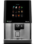 Touchless Beverage Dispenser for Espresso Tea and Hot Chocolate with touchscreen and cup selection feature.