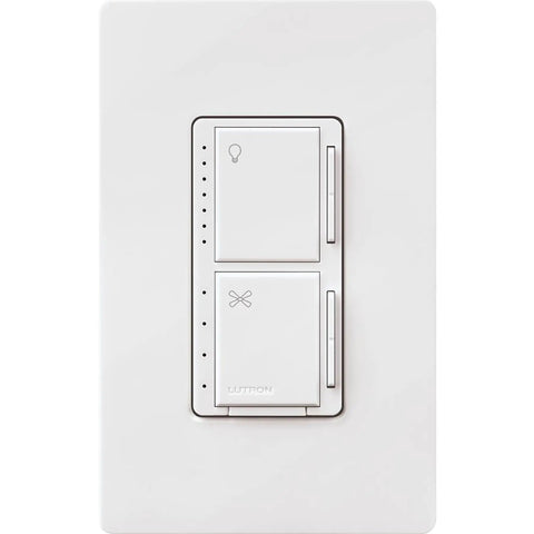 Maestro Fan Control And Light Dimmer For Dimmable LEDs Incandescent And Halogen Bulbs Single Pole White 2-Pack wall unit