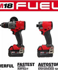 Heavy Duty Cordless Tool Combo Bundle Featuring Brushless Hammer Drill Driver And 28 Piece Hole Saw Step Bit Set For Ripping Through Metal Wood On Any Jobsite Without Breaking A Sweat, showing cordless drill and impact driver.