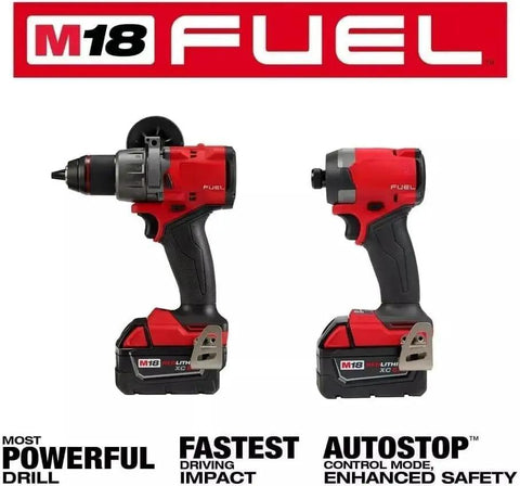 Heavy Duty Cordless Tool Combo Bundle Featuring Brushless Hammer Drill Driver And 28 Piece Hole Saw Step Bit Set For Ripping Through Metal Wood On Any Jobsite Without Breaking A Sweat, showing cordless drill and impact driver.