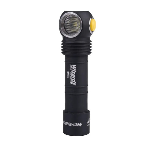 Wizard Pro V3 XHP50 Warm USB Magnetic Headlamp With 2300 Lumens Beast Brightness 108 Meter Throw Drop Tested Rechargeable Battery shown.