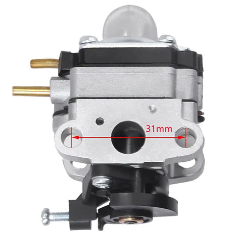 Front view of 31mm carburetor from 753-06258A Carburetor Tune Up Kit With Air Filter For 2 Cycle 25cc Gas String Trimmer Models