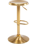 Adjustable Swivel Bar Stools Set Of 2 Round Gold Brushed Metal Airlift Stools Slick Backless Counter Height Chairs For Kitchen
