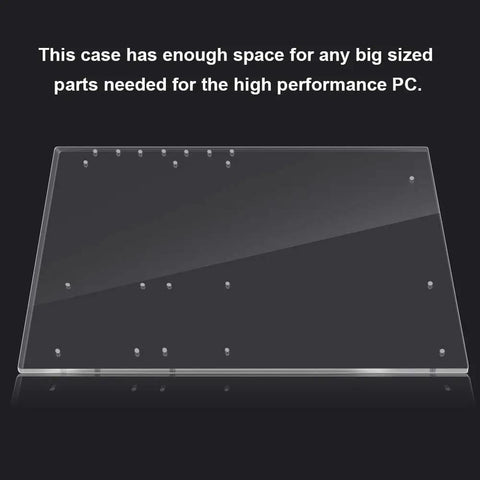 Transparent Acrylic ATX PC Case And Open Frame Test Bench Stand With 4mm Thick Panels, flat panel view for DIY builds.