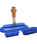 SAOF Oval Silicone Suction Cup For Industrial Pneumatic Manipulator in blue with metal mounting, designed for material handling.
