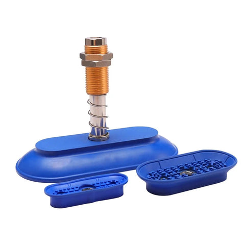 SAOF Oval Silicone Suction Cup For Industrial Pneumatic Manipulator in blue with metal mounting, designed for material handling.