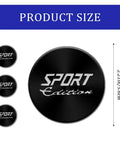 Upgrade Your Daily Ride With These Sick 56MM Aluminum Wheel Center Caps Set showing 56mm black sport edition rim covers.