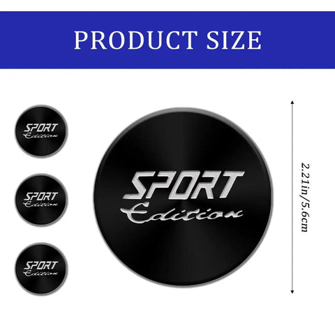 Upgrade Your Daily Ride With These Sick 56MM Aluminum Wheel Center Caps Set showing 56mm black sport edition rim covers.
