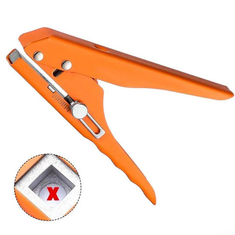Pro Grade 15mm Hole Punch Pliers With Fixed Guide for punching paper, cardboard, PVC cards, leather, and thin metal sheets, orange