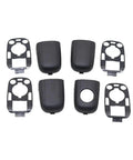 Sleek Car Door Handle End Cap Trim Kit With Stopper 9101AA For Peugeot 307 C2 C3 Models Looks Awesome And Snaps On Easy To Upgrade Your Ride Stylishly. Black plastic door handle trim kit with stopper caps for Peugeot 307 C2 C3, front view.